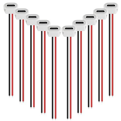 10PCS Type-C Female Chassis Waterproof 2P Solder Wire Type USB C Pigtail Cable Extension Power Cable USB-C Plug to 2 Pin Bare Wire Open End Connector White - style: C