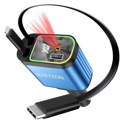 Retractable Car Charger with 31-Inch Cables 4 in 1 Fast Car Charger USB C Car Adapter with Starry Sky Light for iPhone 17 16 15 14 Car Accessories Gifts for Men Women Drivers (Blue) - color: BLUE
