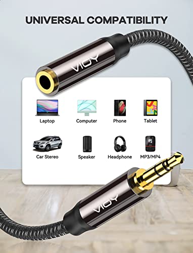 VIOY Headphone Extension Cable 15 FT, 3.5mm Male to Female Braided Aux Cord - size: 15FT