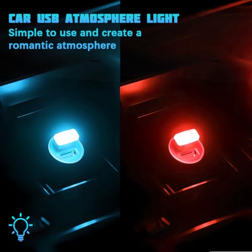 4 Pack 5 V 0.2 W USB Interior Ambient Lights, Red+Ice Blue - color: Red+Ice Blue