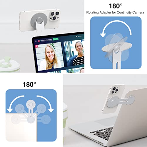 Adjustable Laptop Phone Mount, Magnetic Phone Holder - color: Silver