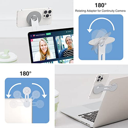 Adjustable Laptop Phone Mount, Magnetic Phone Holder - color: Silver