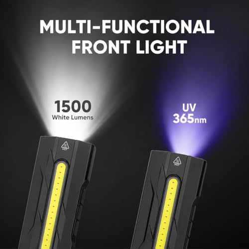 T9-PRO Rechargeable EDC Flashlight 1500 Lumens, Magnetic LED Pocket Flashlight Super Bright, IPX6 Mini Clip on Flashlight for Working, Camping, Car Repairing, Gifts for Men