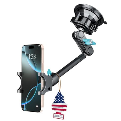 CARMOUNT TitanX100 Long – Truck Phone Mount – Heavy Duty Metal Phone Holder, Suction Cup Phone Mount for Car, Windshield Mount Cell Phone Holder for iPhone, Android, GPS & All Devices - style: TitanX100 Long