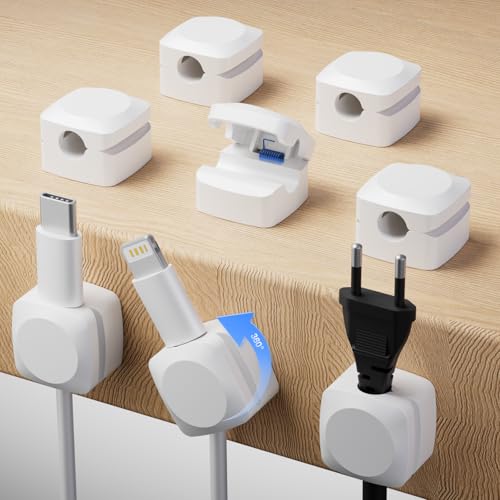 Daisyhome Rotatable Cord Organizer, Strong Adhesive Spring Cable Clips - color: 8*White