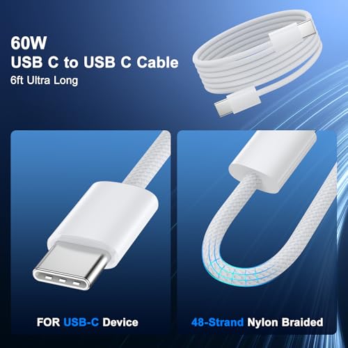 Car Phone Charger for iPhone 17 16 15, Besgoods USB C Car Charger Adapter 4 Ports with Voltmeter PD&QC Fast Charging Cigarette Lighter for Galaxy S25 S24 S23 A16 Dash Cam, with 6ft USB C to C Cable - color: grey charger+white cable