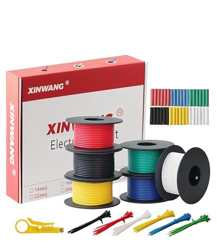XINWANG 30AWG Hook Up Wire Kit, 6 Colors, 82FT Each - size: 30AWG (0.05 mm² / 25 M) - PVC