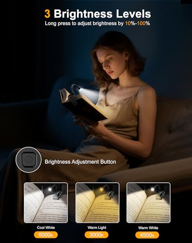 Book Lights for Reading at Night, 80 Hrs, USB-C Rechargeable - size: S-CX008