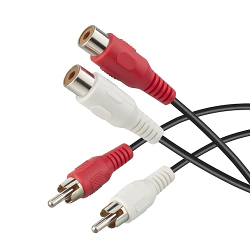 TENINYU 12 Feet AV Extension Cable RCA Stereo Audio Cable, 2RCA Male to 2RCA Female Audio Extension Cable Red/White Connectors 12FT - size: 12FT