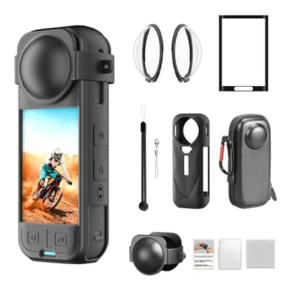 Camera Accessory Kit for Insta 360 X5 - Lens Guards, Silicone Case, Camera Case (Black, Unisex)