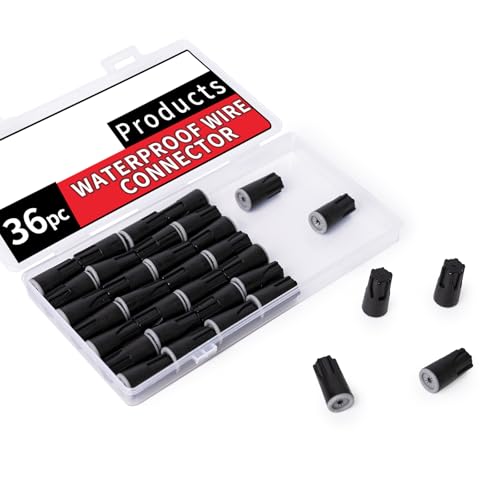 36PCS Waterproof Wire Connectors in Portable Case, Outdoor Silicone Filled Electrical Twist Terminals for LED Landscape Lighting, Irrigation Valves, Wet Location Installation,Black - color: Black 36pcs 22-14 AWG