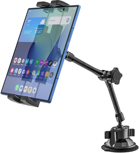 Z Fold Car Mount, Super Suction Cup - [Foldable Phone Friendly] Dashboard Windshield Tablet Holder for Car Truck with 360° Metal Arm for Samasung Galaxy Fold 7 6 5 4 3 2, Tabs, Google, iPad, iPhone