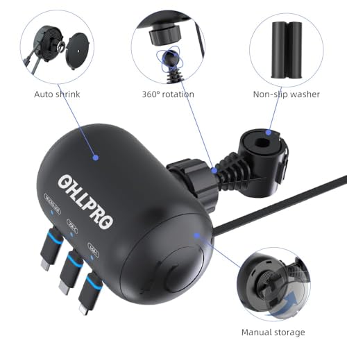 OHLPRO Multi Car Retractable Backseat 3 in 1 Car Charging Station Box Compatible with All Phones | iPhone | Samsung | Uber Taxi Lyft Turo Ride Share Customer Charging Dock Attach to Headrest - size: Car Adapter | 3-IN-1 Charging Station