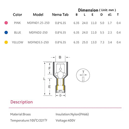 HKS 200PCS/100 Pairs T-TAP Wire Connector Quick Splice Disconnect Blue AWG 18-14 - Self-Stripping Electrical Terminals Kit Automotive Crimp Insulated - color: Blue, size: TAP&MALE