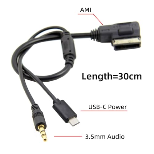 xiwai Media in AMI MDI to Stereo 3.5mm Audio & USB-C Aux Adapter Cable for Car VW Audi 2014 A4 A6 Q5 Q7