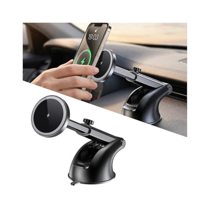 15W Car Mount Charger, Magnetic Wireless Suction Cup Vehicle Dashboard Cell Phone Holder with Air Vent Clip, Automotive Interior Windshield Smartphone Charger Mount, Universal Fit (Style C) - color: Style C