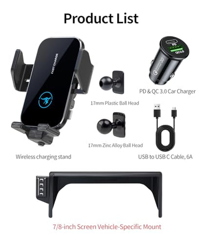 Wireless Charger Car Phone Holder for Toyota RAV4 2019-2025, 7/8" Screen