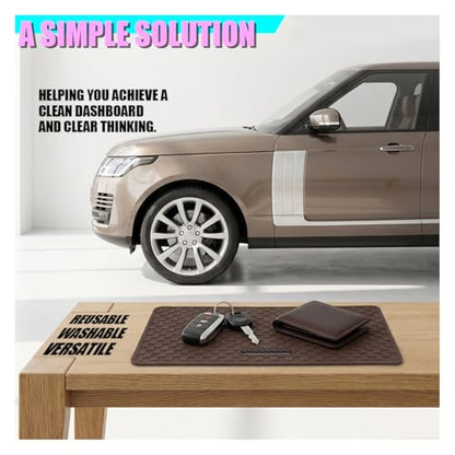Car Dashboard Anti-Slip Pad, 10.6" × 5.7" Universal Sticky Gripping Mat, Multifunctional Automotive Interior Cell Phone Holder for Sunglasses, Keys, Coins, GPS, Electronic Devices (Brown) - color: Brown