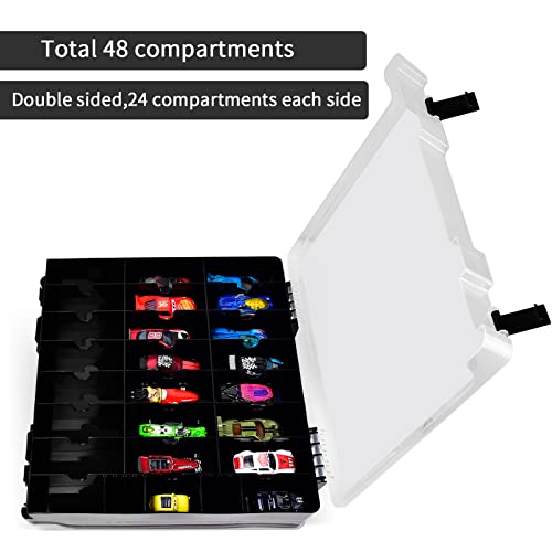 ALCYON 48-Compartment Toy Car Storage Case for Hot Wheels and for Matchbox - color: Black