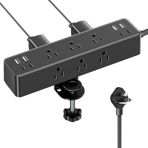 Desk Clamp Power Strip 10FT, 24W Total Charging Station - size: 10FT-24W