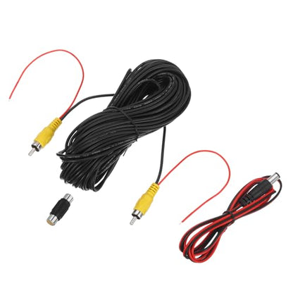 MECCANIXITY Backup Camera RCA Video Cable, 20m/65.6ft RCA Car Rear Reverse Camera Video Extension Cable & Detection Wire for Truck Bus SUV, Male to Male, with Female to Female Coupler, DC Wire - size: 20m/65.6ft