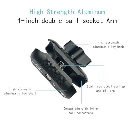 Double Socket Arm Compatible with RAM Mounts B Size 1" Ball Components for Bike/Motorcycle/ATV Phone Mount, Black (Black Short Arm) - size: Short Arm-Black