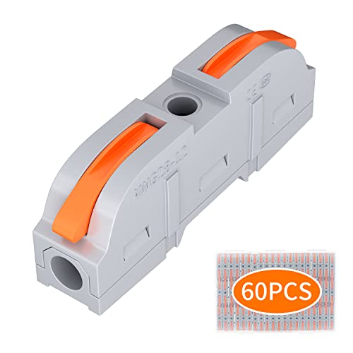 RVBOATPAT 60 PCS Wire Connectors Kit, 1 to 1 Inline Electrical Lever Wire Connectors Nuts Push in Quick Conductor Combination Compact Splicing Connectors 28-12 AWG - style: 1 to 1 Inline