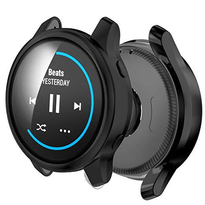 Compatible with Garmin Venu Waterproof Protective Case Soft TPU Plated All Around Scratch-Proof Screen Protector Cover for Garmin Venu GPS Smartwatch (Black) - color: Black