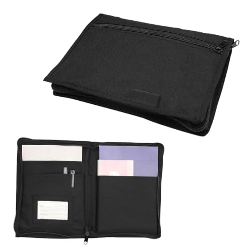 Car Registration and Insurance Holder, Glove Box Compartment Document Holder Owner Manual Case, Soft Zippered Pouch Multi-Pocket Glove Bag for Auto Insurance License Cards - color: Black