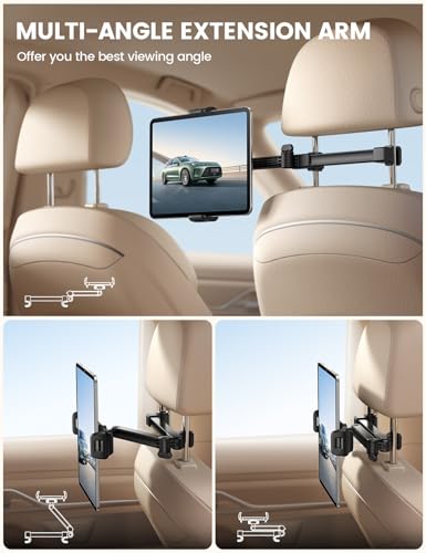 Lamicall Car Headrest Tablet Holder, Foldable Clip, Lockable