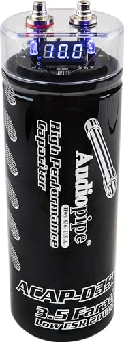 Audiopipe ACAP-D3500 Car Audio 24 Volt Surge Power 3.5 Farad Capacitor Kit for Car Stereo Amplifier with Digital Display and Electronic Protection, Black (3.5 Farad) - style: 3.5 Farad