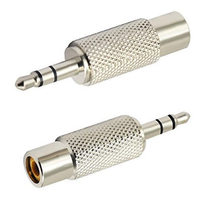 RCA to 3.5MM Audio Adapter Metal 3.5mm (1/8 Inch) Stereo Plug Male to RCA Female Jack Adaptor Connector(Silver)(2 Packs, 3-Pole) - color: 2 Packs, 3-Pole