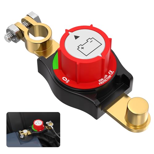 Joinfworld Top Post Battery Disconnect Switch 12V-48V Battery Kill Switch Negative On/Off Battery Switch for Cars, Vehicles, RVs and Boats - color: 250A On-Off Top Post