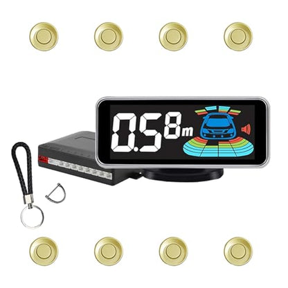 Backup Parktronic System 8-Sensor with LCD Display & Car Keychain,Distance Detection (Meter/Feet),English/Spanish/Beep Alert Options 20 Color Probes:8 Main Colors 20mm Compact Elegant Design - color: Gold