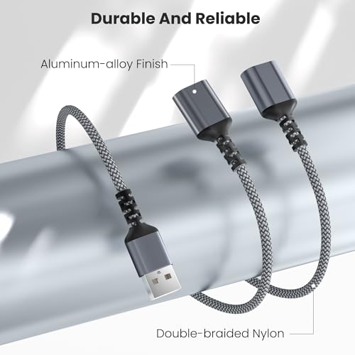 Basesailor USB Splitter 1 in 2 Out 1FT,USB A Male to Double Female Adapter - color: 1 in 2 out（Gray）, size: 1FT(0.3M)