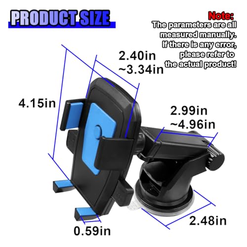 Car Phone Holder Mount, 360° Rotatable Suction Cup Auto Smartphone Stand with Adjustable Long Arm, Universal Vehicle Cellphone Bracket for Windshield & Dashboard (Blue) - color: Blue
