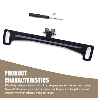 1 PC Car Reversing Camera License Plate Frame Bracket, Waterproof Driving Recorder Rear View Camera License Plate Holder, Screw-Fixed Camera Mounting Base, Universal for Cars Trucks (Black)
