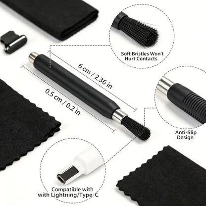 14 PCS Charging Port Cleaning Kit, Multifunction Nylon Brush Dust Cleaner, Anti-Clogging Speaker & Port Tools Compatible with Lightning & USB-C Mobile Electronic Devices