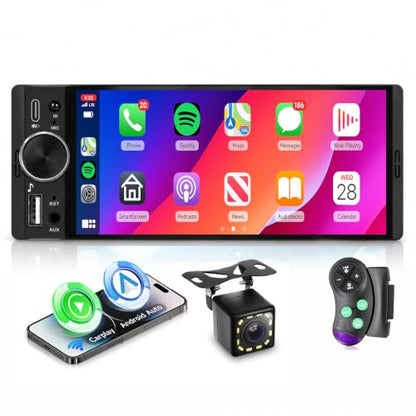Rimoody Single Din Car Stereo Wireless CarPlay, 6.28'' inCell Touch Screen - style: 6.28 inch with Volume Knob