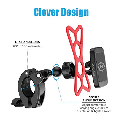 Universal Magnetic Bicycle & Motorcycle Handlebar Phone Holder for Cell Phones and GPS with Fast Swift-Snap Technology,