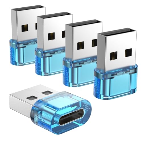 Fidioto USB Male to Type C Adapter 5 Packs,USB to USB C Super Fast Charging Transfer and OTG Function, A to C Adapter Compatible with iPhone15/16/17 Plus Pro Max/iPad Pro Air 4 Mini 6 etc - color: Blue, size: 5PCS