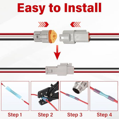 Deutsch DT 3 Pin Grey Male Female Wiring Harness Connector 2 Kits, 16 AWG - color: 2 Sets-Grey, size: 3Pin