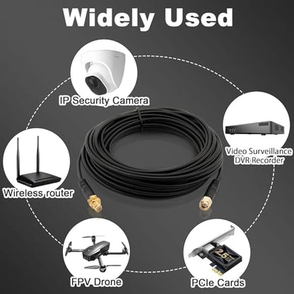 WiFi Antenna Extension Cable Upgraded 2pcs RP-SMA Male to RP-SMA Female Bulkhead Mount RG174 Cable 7m 23 feet for WiFi Router Security IP Camera Wireless Network Card Adapter - size: 23feet / 7m