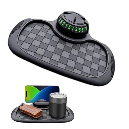 Anti Slip Car Mat Phone Holder,Anti Slip Phone Mat for Car,360° Rotatable - color: Black and Gray