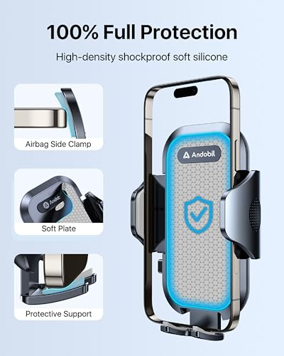 andobil 2026 Upgraded Car Phone Holder Mount for Vent, Military Sturdy Metal Clip Air Vent Phone Holder for Your Car Easy Used Cell Phone Car Mount for iPhone 17 16 15 14 13 12 Pro Max Samsung Grey - color: Grey