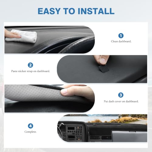 FIILINES Dash Cover Fit for 1988-1994 Chevrolet Silverado/GMC Sierra C1500 C2500 C3500 K1500 K2500 K3500, 1992-1994 GMC Yukon/Chevy Blazer Suburban Dashboard Mat Accessories Non-Slip No Glare Black - size: For Silverado 1988-1994