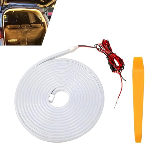 Car Trunk LED Ambient Light, 13.12ft Auto-Induction Trunk Lamp, Waterproof Rear Cargo Area Illumination Light with Automatic On/Off, Universal for Most Cars (Warm White) - color: Warm White