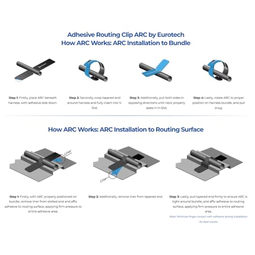 ARC Adhesive Routing Clip for Automotive Audio and Wire Harness/Cable Management, OEM Material, Quick Install, No Hardware or Through-Holes, Commercial & Agricultural Vehicle Compatible (12 Pack)