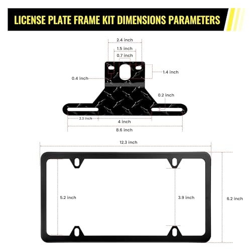 Oyviny Trailer License Plate Bracket Holder Frame Kit for Boat ATV UTV RVs Trucks Utility Trailer, Universal Stainless Steel Car Tag Frame Trailer Light Bracket with Mounting Hardwares