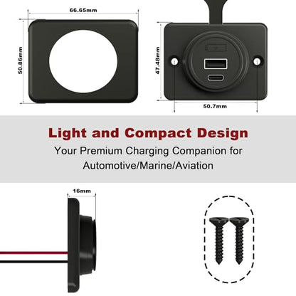 12V/24V USB C Outlet Power Socket Car Charger USB Port for Car, Bus, RV, Boat, Vehicle Boat ATV Truck Golf Cart - color: A+C Port-1pcs